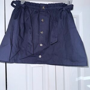 Navy Button-Front Girls Skirt